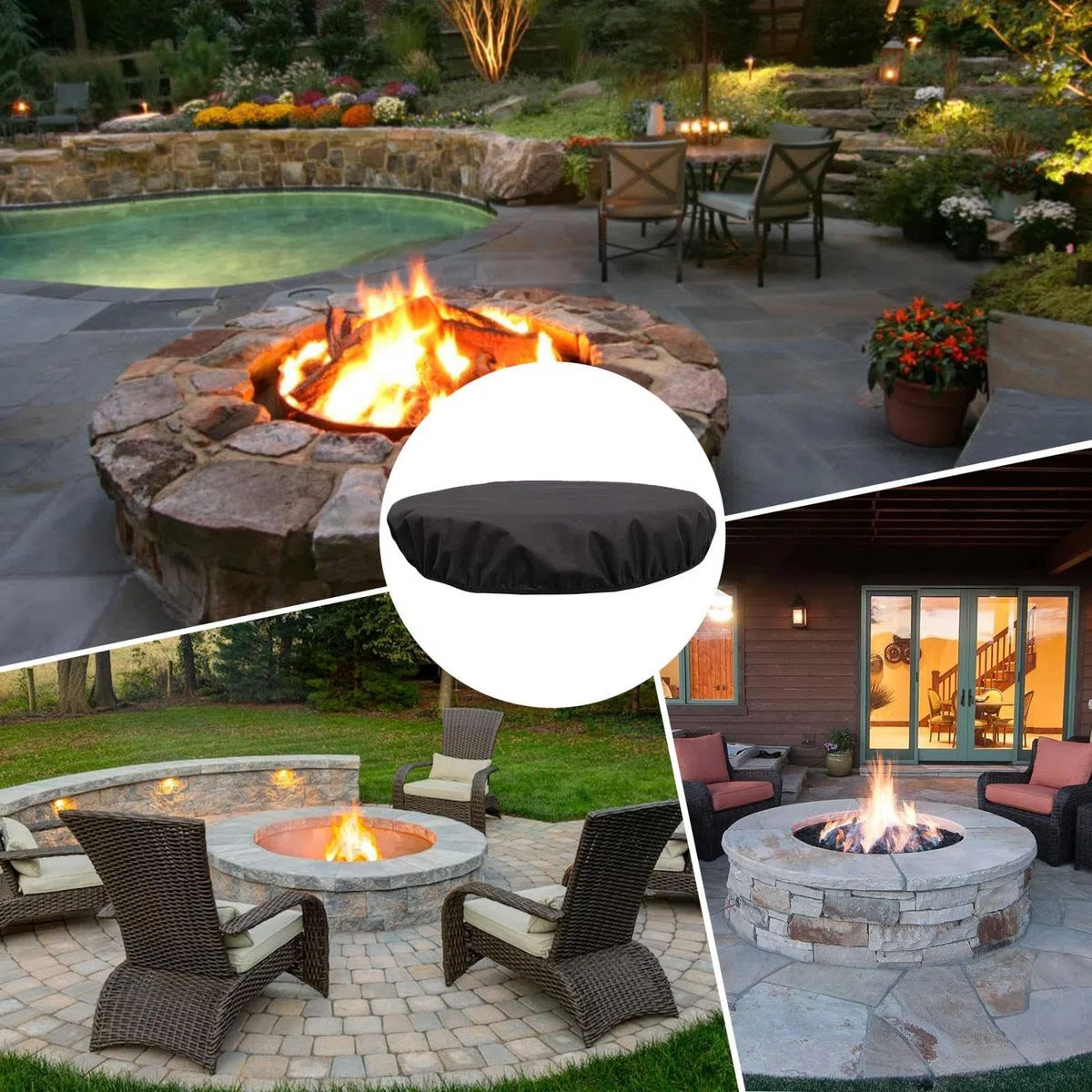 Couvercle de remplacement pour brasier – couvercle pour brasero extérieur, housse de protection pour brasero | couverture complète pour cheminées d'extérieur, protection pour brasero de patio réalisée