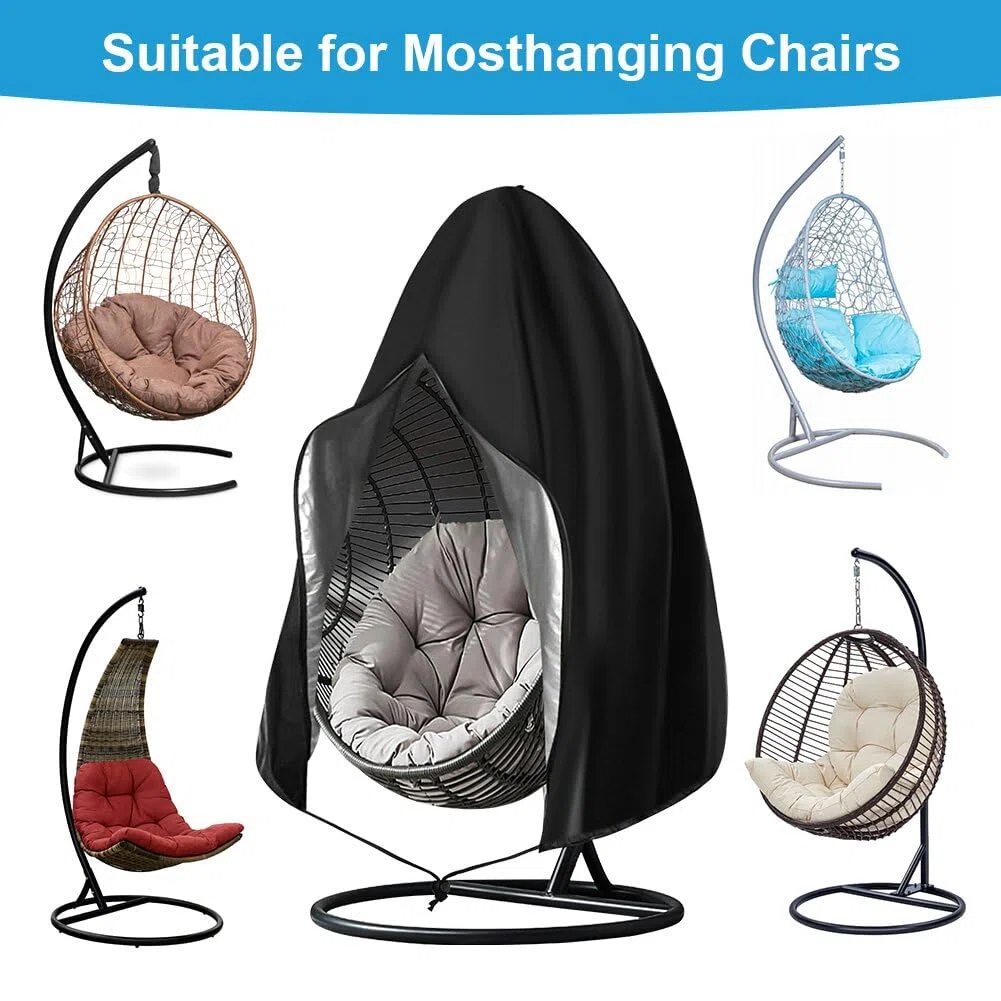 OFFCUP Housse de Chaise Suspendue, 115 * 190CM Housse de Chaise d'oeufs en Tissu Oxford 210D, Anti-UV Imperméable Bache de Protection pour Chaise de Jadin Extérieur avec Fermeture éclair et Cordon