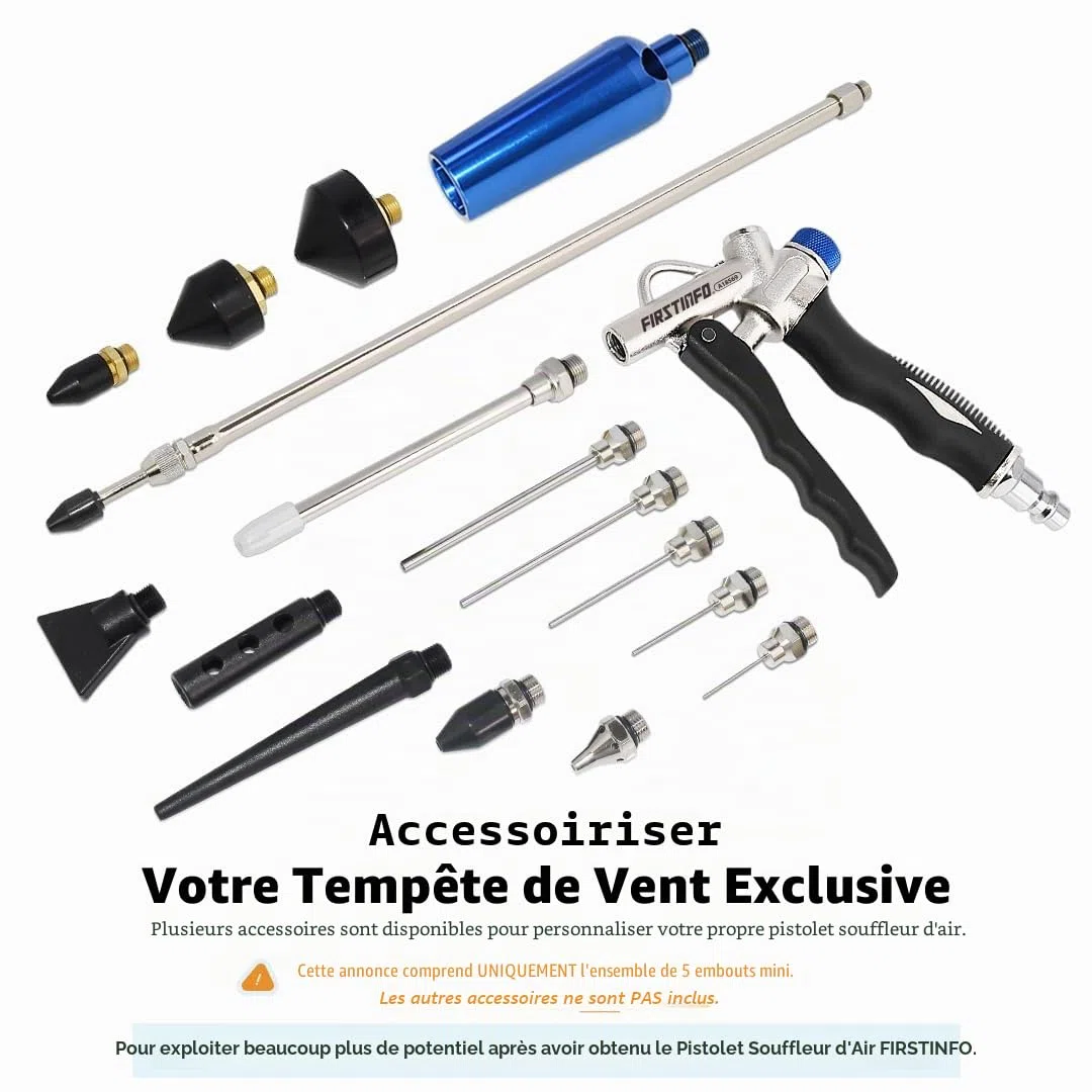 FIRSTINFO A1856M | Kit de 5 buses miniatures pour pistolet souffleur pneumatique