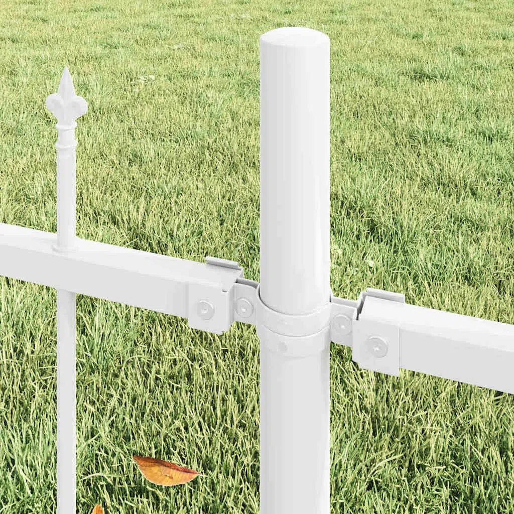 Woerden Lot de 2 clôtures de jardin en acier revêtu par pulvérisation blanc, 170 x 115 cm, élément de clôture pour brise-vue, protection contre le vent, extérieur avec montage pour