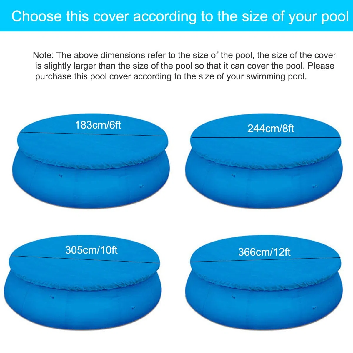 Bâche Ronde pour Piscine Hors Sol, Bâches de Protection pour Piscines Gonflables, Couverture de Piscine (183cm/6ft)