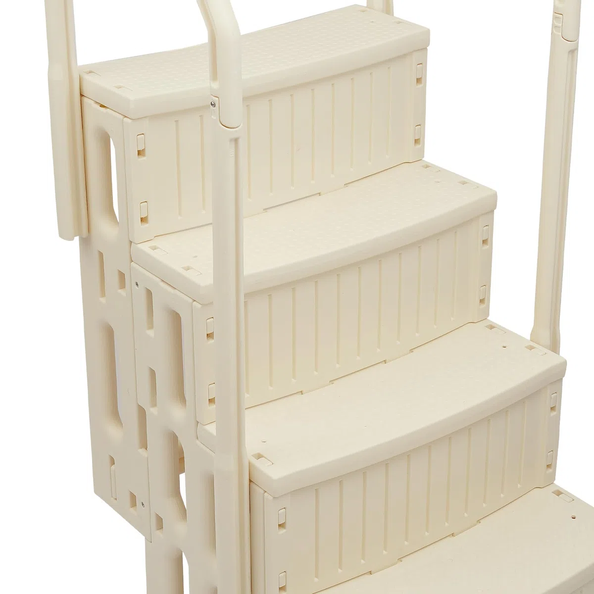 Échelle de piscine avec 2 mains courantes (hauteur réglable), capacité de charge de 181 kg, escalier de piscine en plastique antidérapant en polyéthylène haute densité pour piscines encastrées