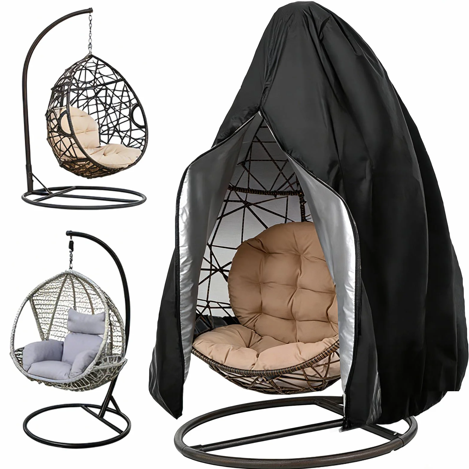 Housse de Chaise Suspendue, Fauteuil Suspendu Housse, Bâche de Protection Extérieur Imperméable Anti-UV, 210D Oxford Tissu, avec Fermeture Éclair et Cordon, pour Jardin et Patio