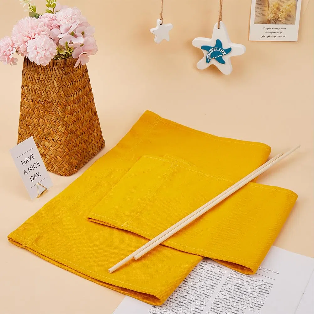 GORGECRAFT Kit de Housses de Chaise de Réalisateur Décontractées en Toile de Rechange Dorées avec Siège et Dossier en Tissu Polyester avec Bâton en Bois pour Siège de Réalisateur Pliable Portable
