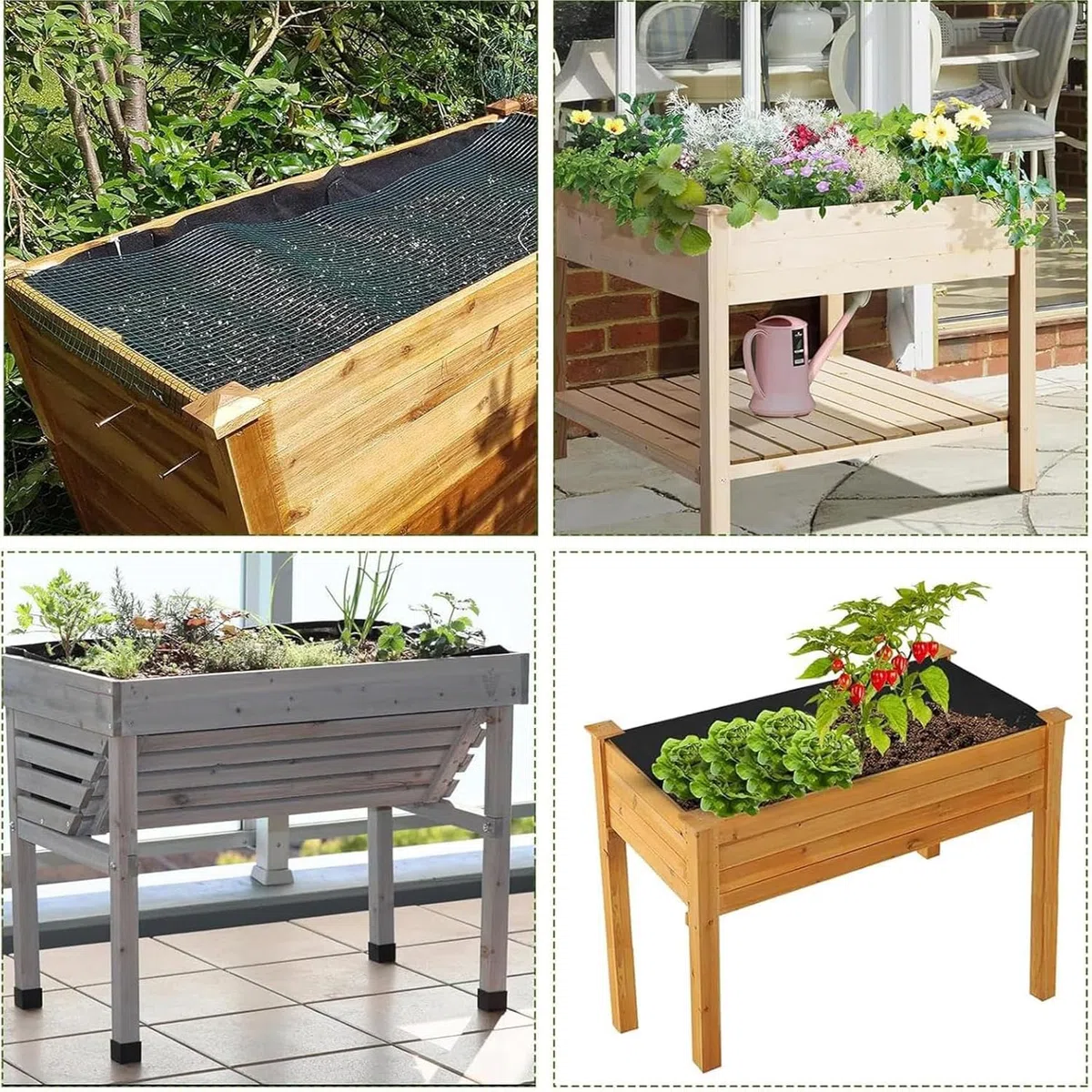 Doublure en tissu non tissé pour jardinière surélevée, bac de fleurs pour plantes, herbes aromatiques, bac de culture d'extérieur robuste (160 cm x 210 cm)