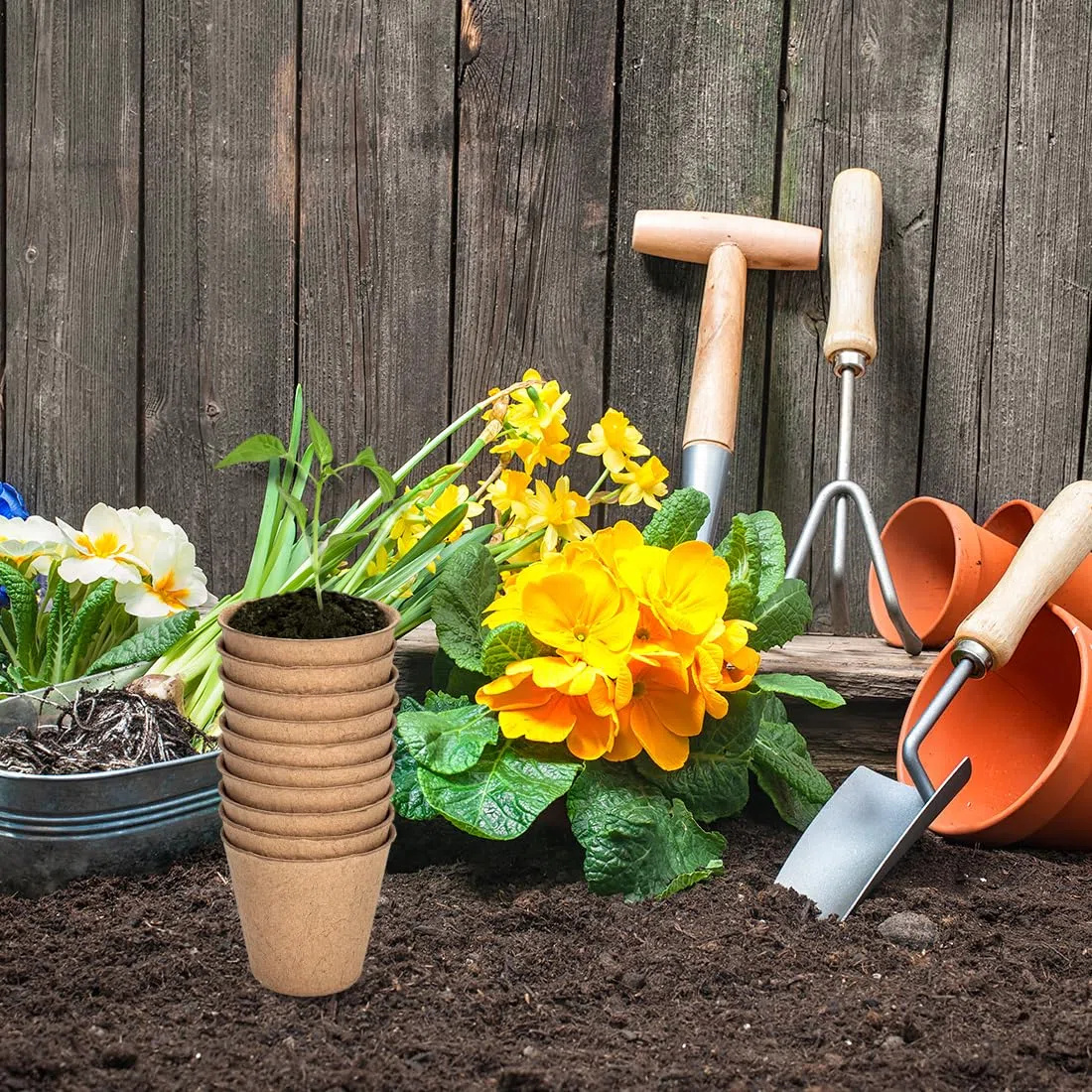 Pots de Culture Biodégradables Godets Plantes Fibre Pots de Tourbe pour Jardin 50 Pièces