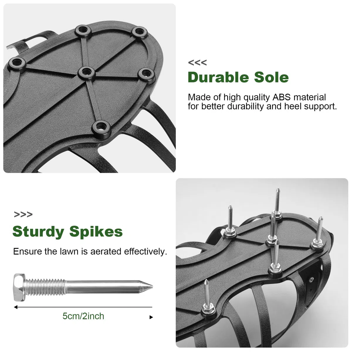 Aérateur Pelouse Chaussure, Chaussures À Ongles pour Gazon avec 26 Pointes en Acier Inoxydable, Aérateur de Pelouse avec Sangles Réglables, Aerateur Gazon Chaussures pour Herbe Jardin Patio (Noir)