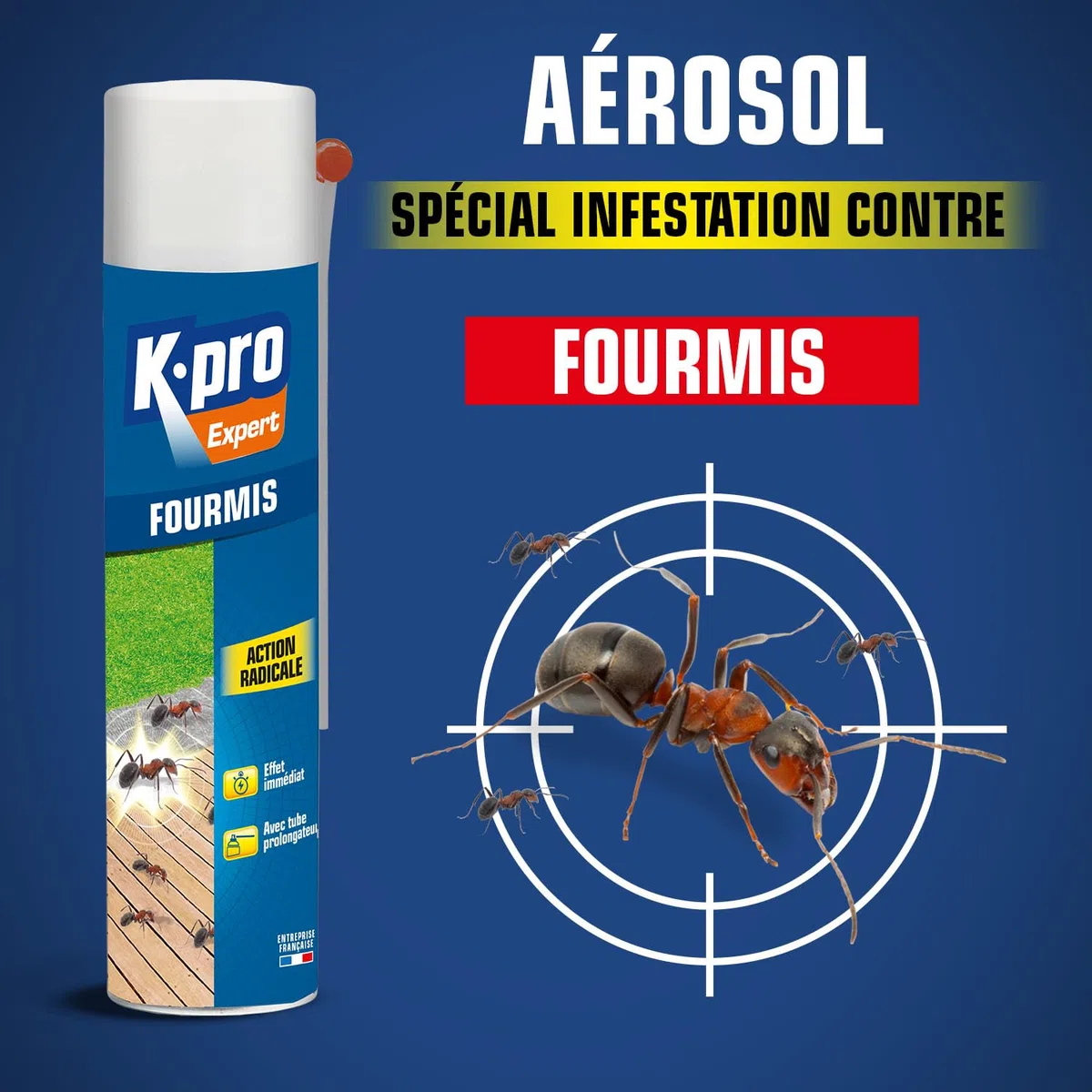 K.PRO Aérosol fourmis, 400ml, élimine immédiatement tous les types de fourmis dont fourmis d'Argentine, action foudroyante et curative, agréablement parfumé