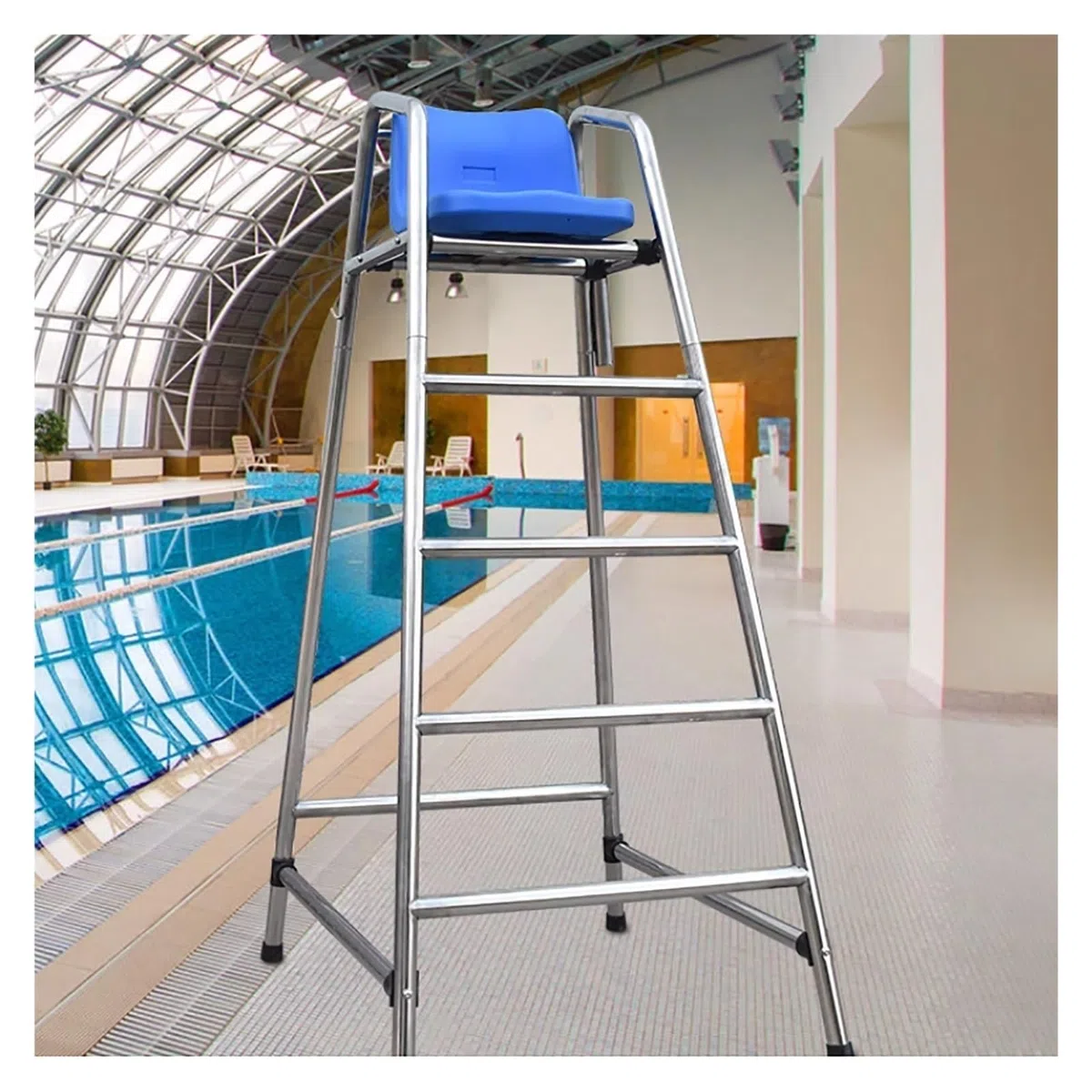 Chaise de sauvetage avec coussinet antidérapant et échelle haute pour piscine, parc aquatique, sécurité à la plage