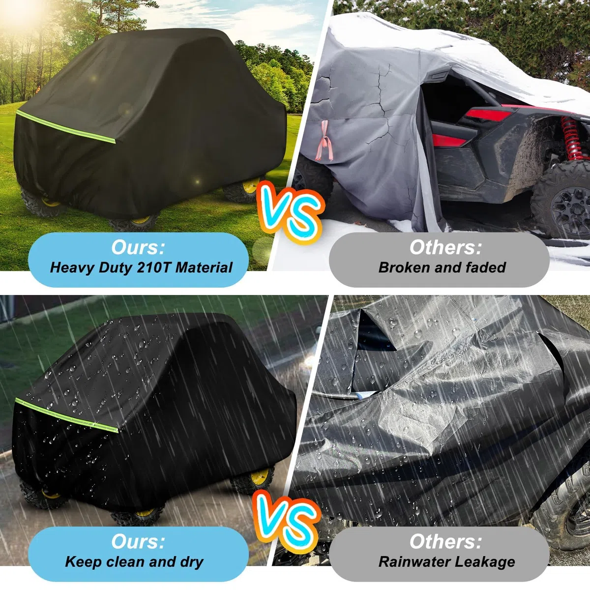 Gator Housse imperméable pour John Deere Gator HPX615E/HPX815E avec OPS/Cab, 210T soleil, pluie, UV, poussière, neige - Protection contre les intempéries - Housse de protection intégrale robuste avec