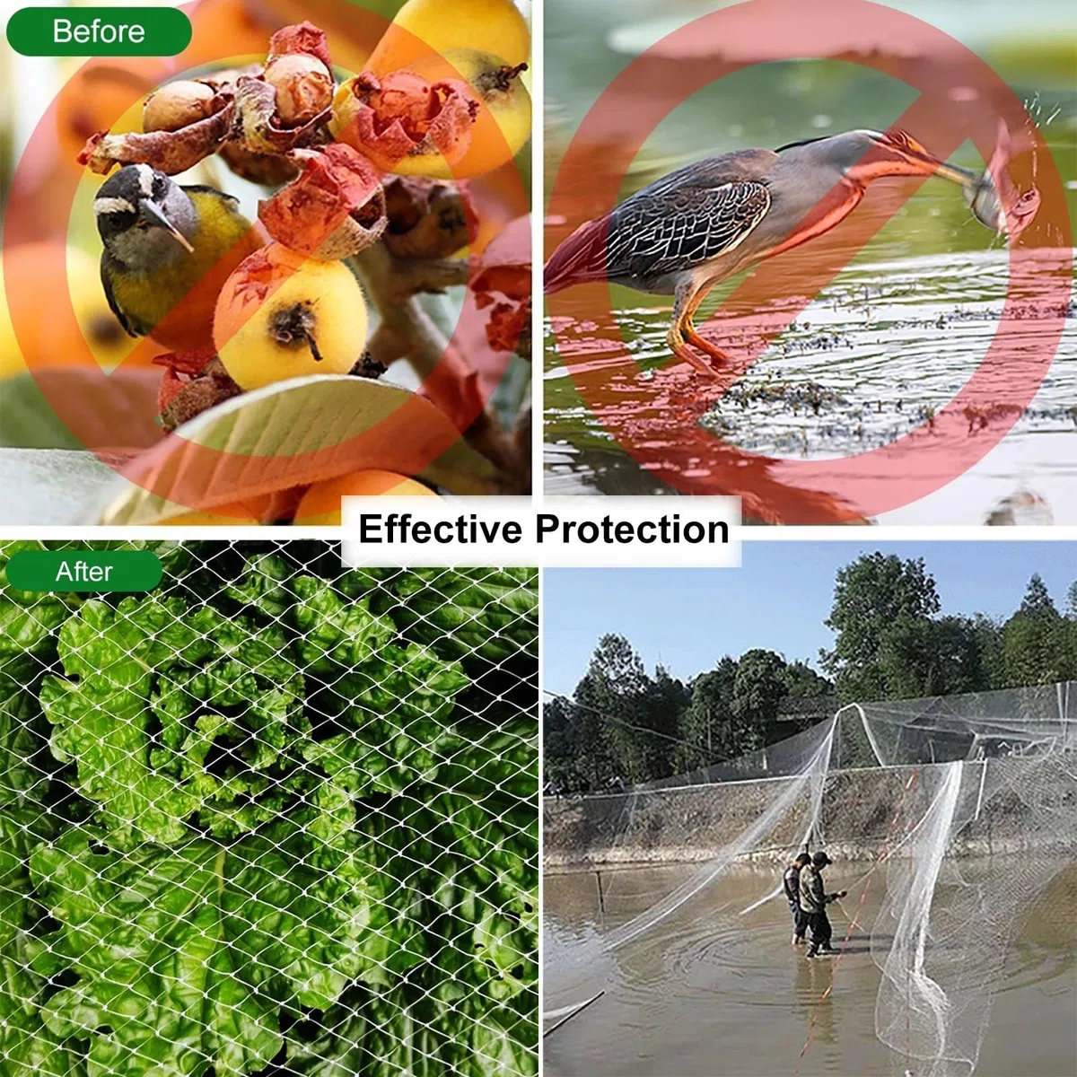 Clôture et filet de jardin en plastique durable pour plates-bandes surélevées, couvertures de serre anti-oiseaux, protège les légumes, les plantes, les fruits et les fleurs - Petit trou 15 x 20 m