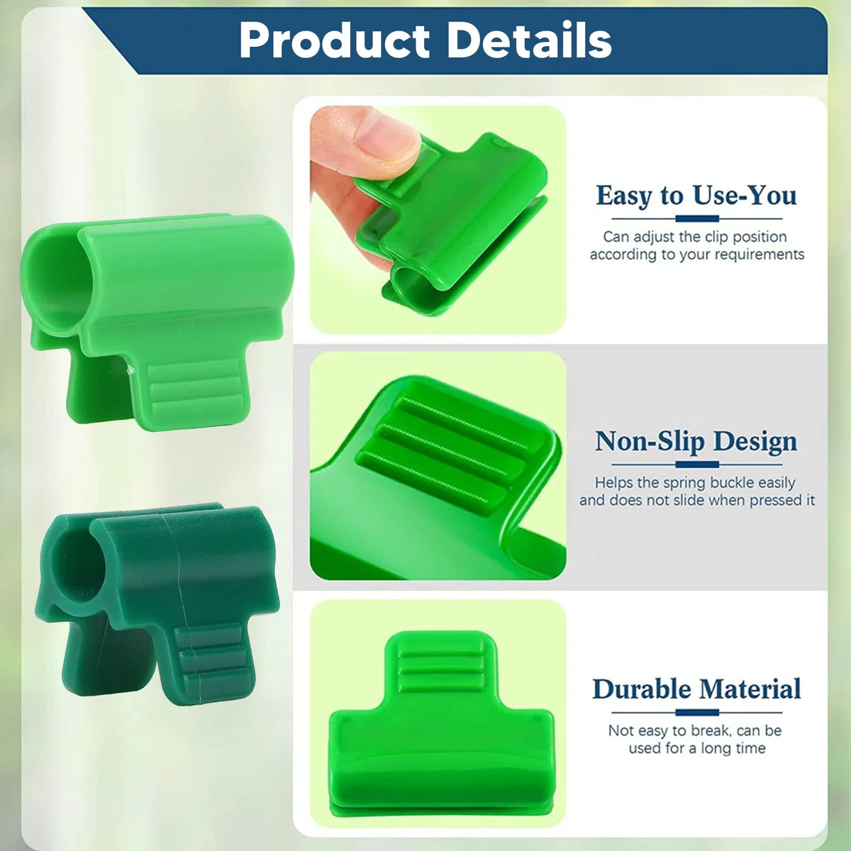 Tissting 24 Pièces Pinces de Serre 19mm pour Support de Plante et Filet D'ombrage - Clips de Cerceau de Tunnel en Plastique Durable pour Serres et Jardin, Conception Antidérapante et Large Utilisation