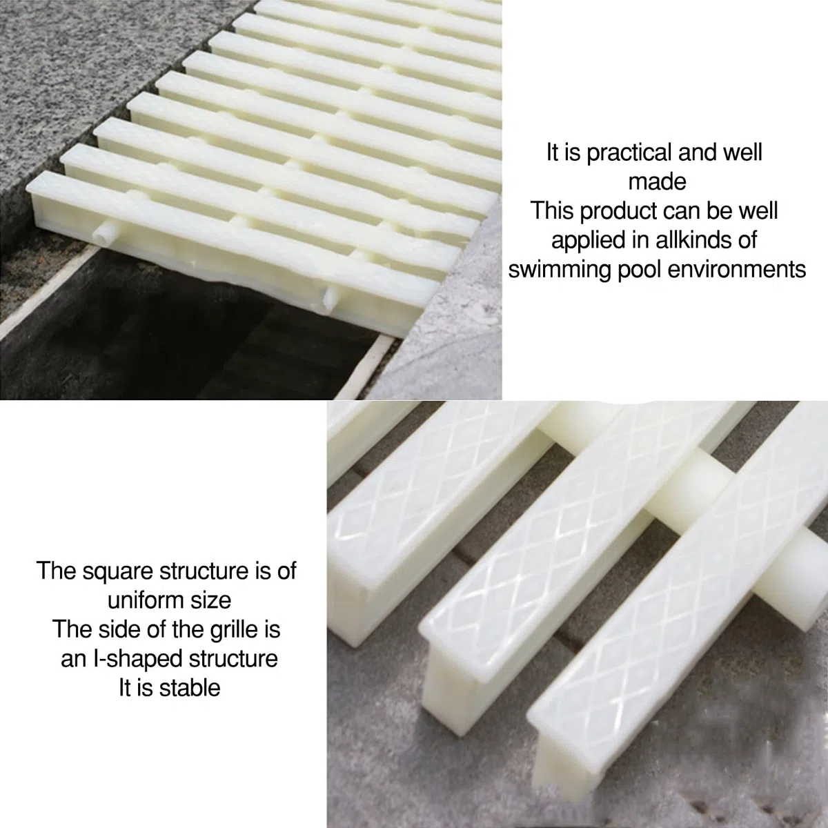 Grille de trop-plein pour piscine, terrasse, jardin, robuste, antirouille