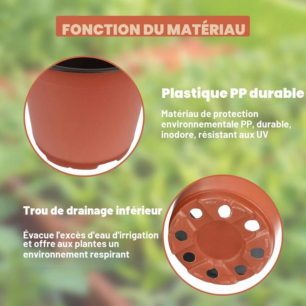 KINGLAKE 100 Pièces 10CM Pots de Fleurs,Pot pour Semis Exterieur,Pot Plastique Plante,Pot de Repiquage,Godets Semis pour Interieur-Rouge-Marron
