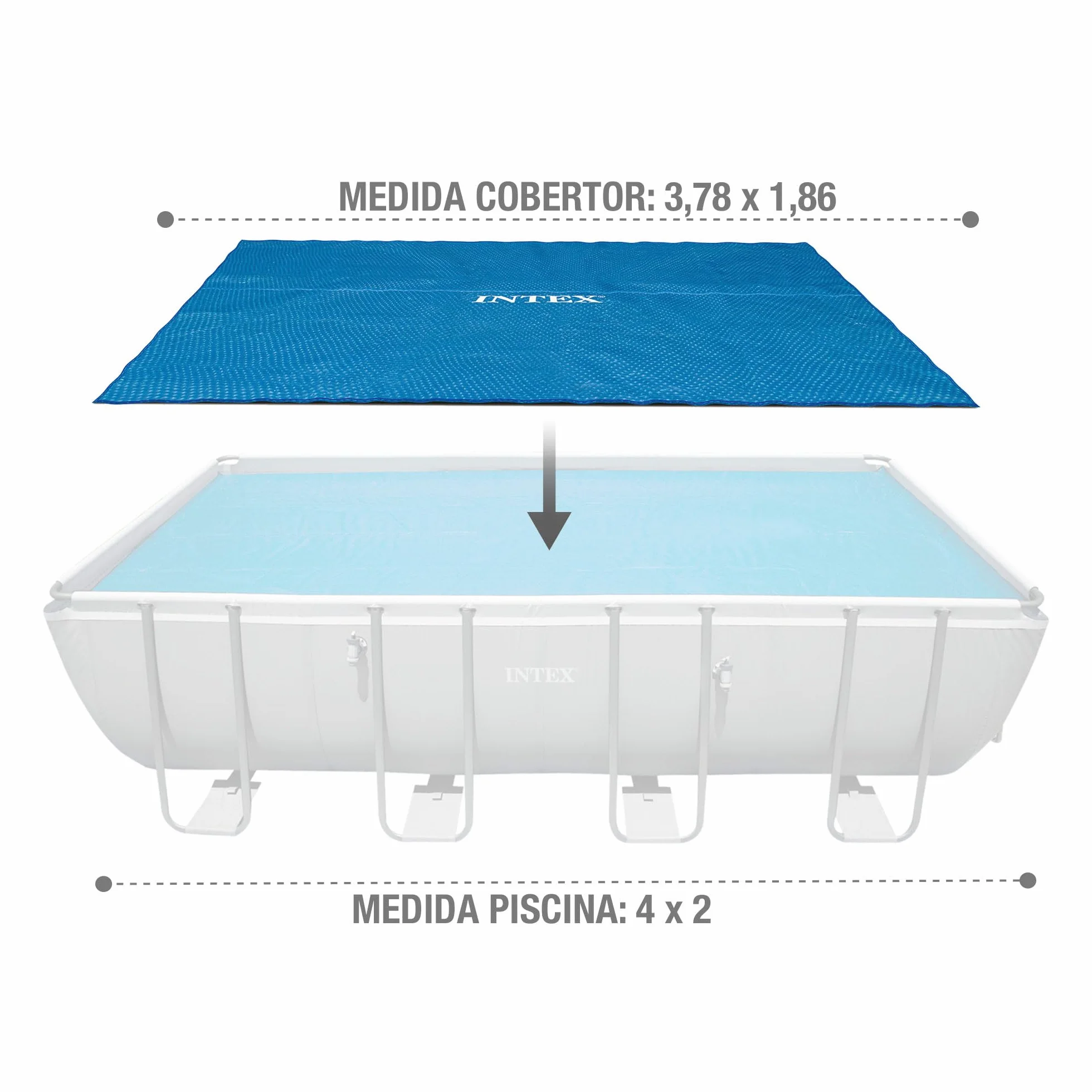 Intex - 28028 - Bâche à Bulles Rectangulaire 3,78m x 1,86m pour piscines 4m x 2m