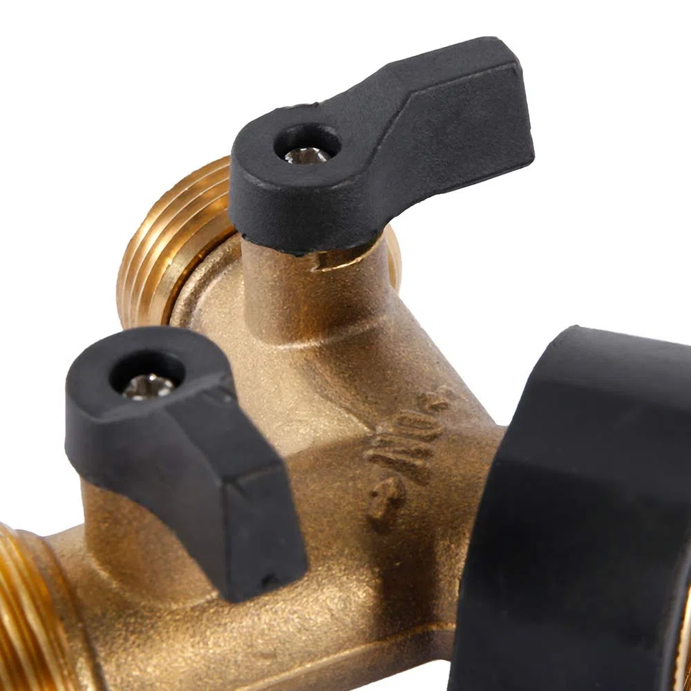 Robinet Double Machine à Laver, Répartiteur Raccord en Y 2 Voies pour Tuyaux d'Alimentation 3/4", Extérieur Jardin Double en Laiton Robuste