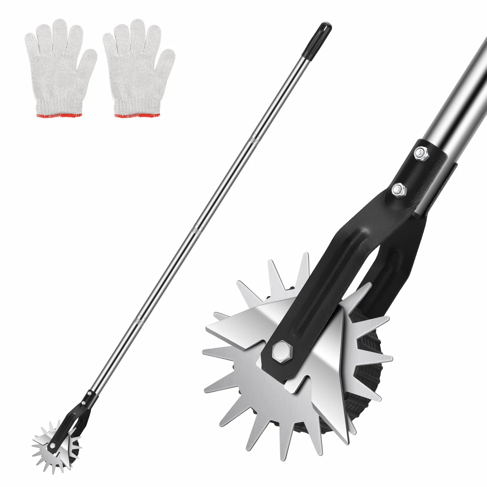 BlumWay 67 Pouces Coupe-Bordures Rotatif à Roue, cisaille rotative, Coupe-Bordures Manuel pour trottoirs, Longueur de 23,6" à 67", poignée résistante en Acier Inoxydable avec Lames/Gants tranchants