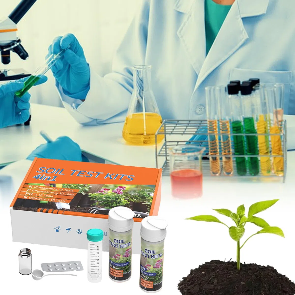 Générique 4-in-1 Soil Test Kit - 40 Tests for Nitrogen, Phosphorus, Potassium & PH, Garden Nutrient Tester Strips for Vegetable Plots, Lawns & Greenhouses
