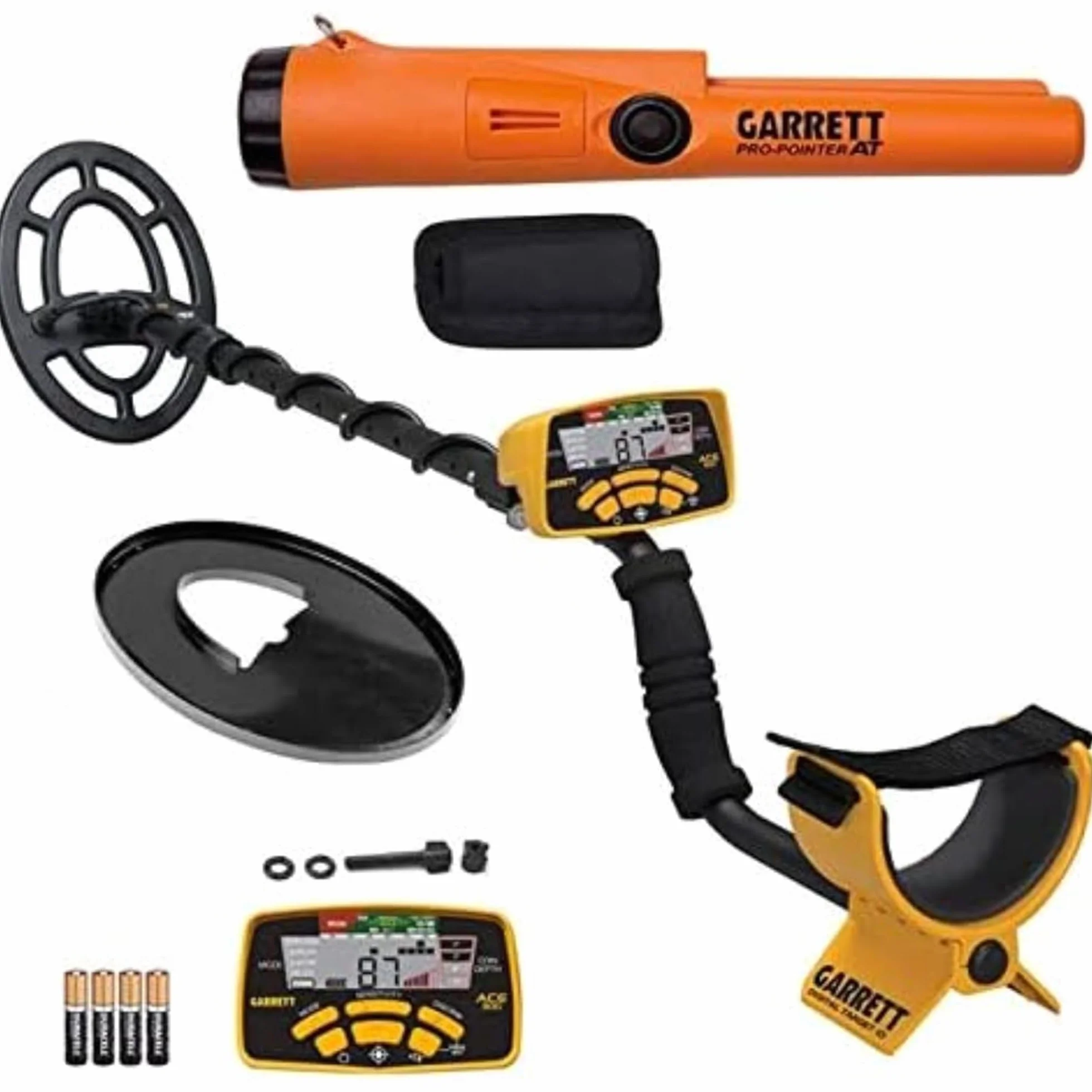 Garrett ACE 300 Kit détecteur de métaux avec objectif numérique, résolution du fer, fréquence réglable, avec pointeur Pro, casque et cache Searchcoil