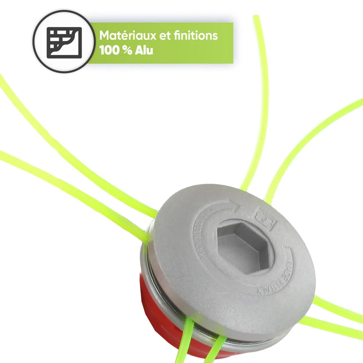 GREENSTAR - Tête Multifills Universel 4 Fils En Aluminium Pour Débroussailleuse Ou Coupe-Bordures Avec Alésage De 20 et 25,4mm - Pour Fil Nylon Ø 3,3