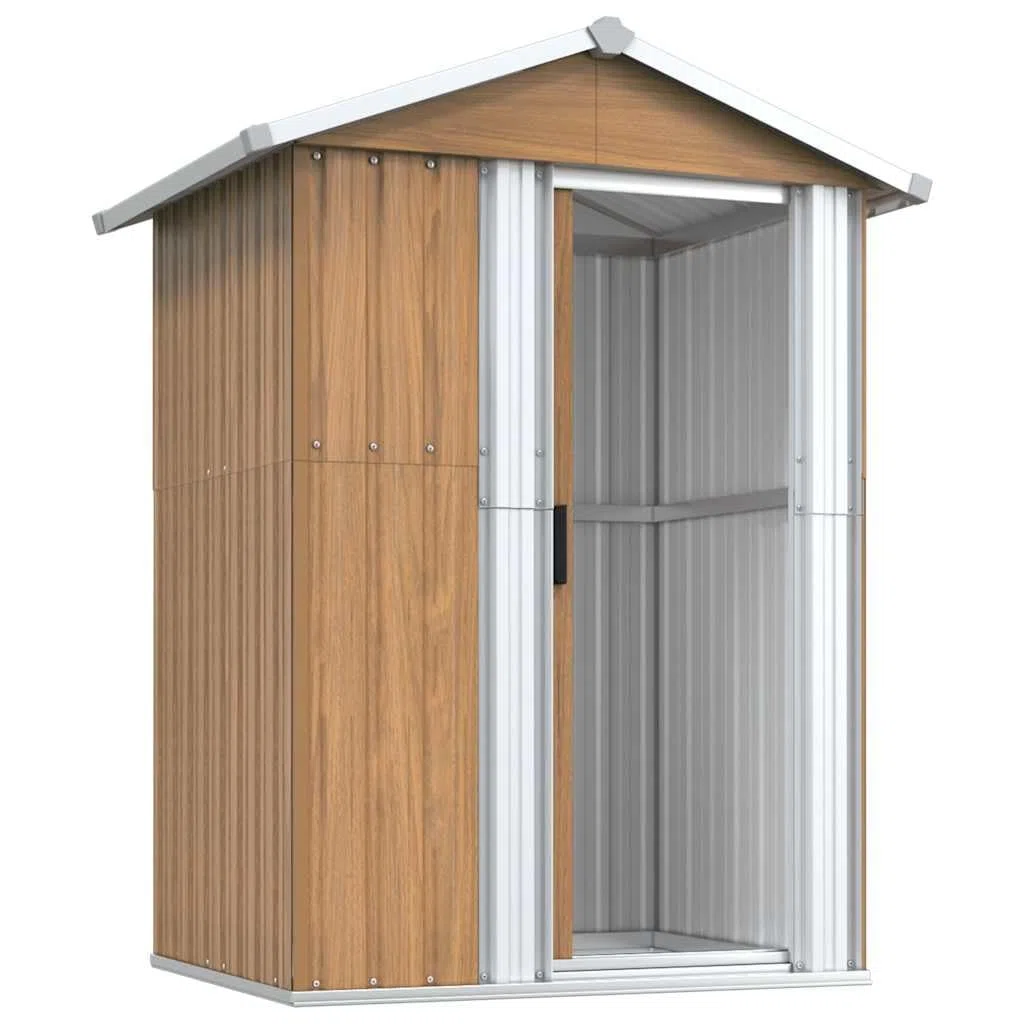 Abri de jardin Marron 126x97,5x177 cm Abri de rangement en acier galvanisé