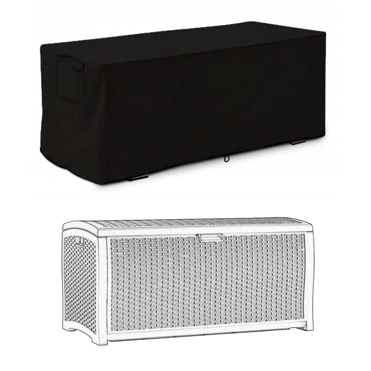 Housse Coffres de Rangement Extérieur Étanche, Housse de Protection pour Boîtes de Jardin Coffre à Coussin Extérieur, Tissu Oxford 210D Anti-UV Résistant aux intempéries Housse de Boîte de Rangement