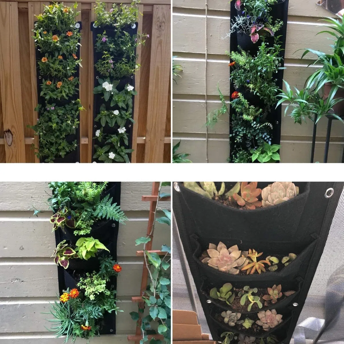 KAHEIGN 7 Poches Sacs De Culture Suspendus, Suspension Verticale Jardinière Murale Sac De Pot De Fleurs Pour La Décoration De La Maison Du Jardin De La Cour (Noir)