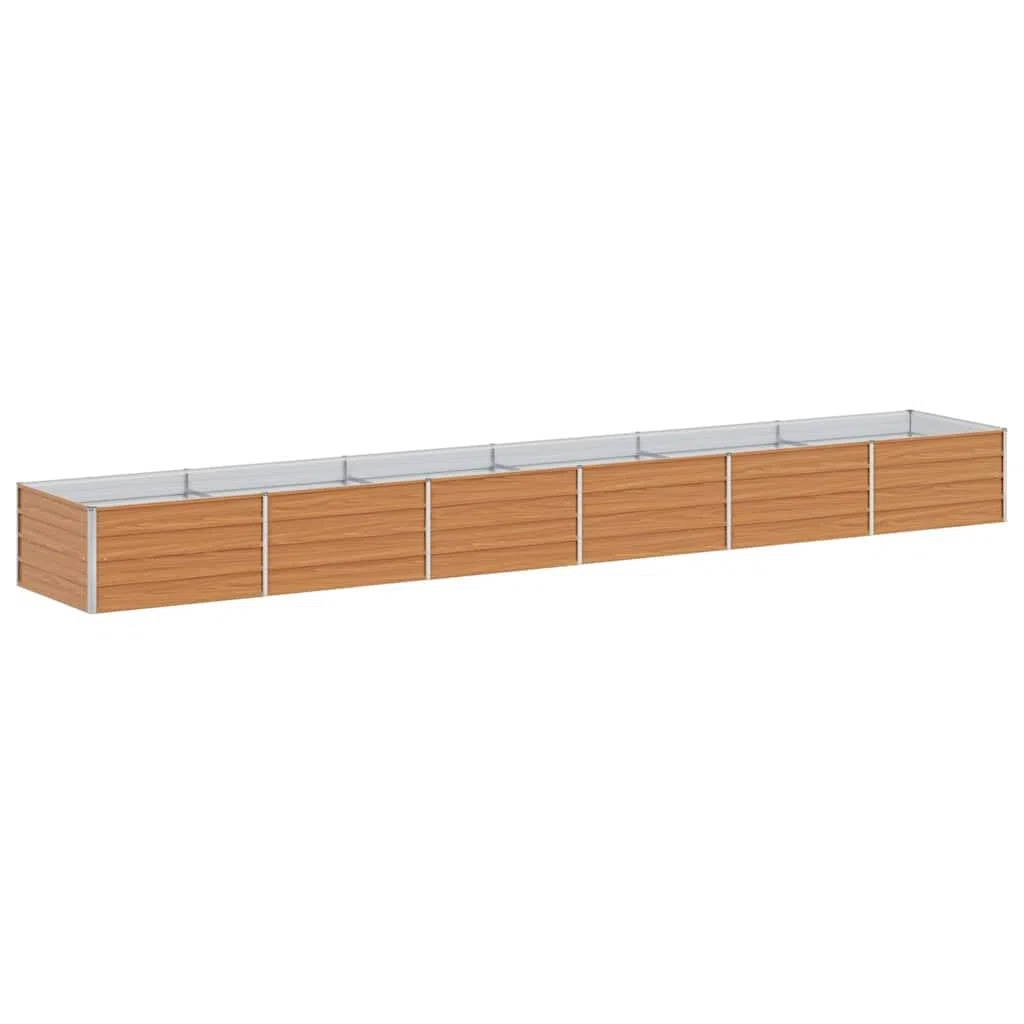 Jardinière surélevée marron clair - 480 x 80 x 45 cm - En acier galvanisé - Protection contre la rouille - Style industriel chic urbain - Design au sol ouvert - Montage facile pour