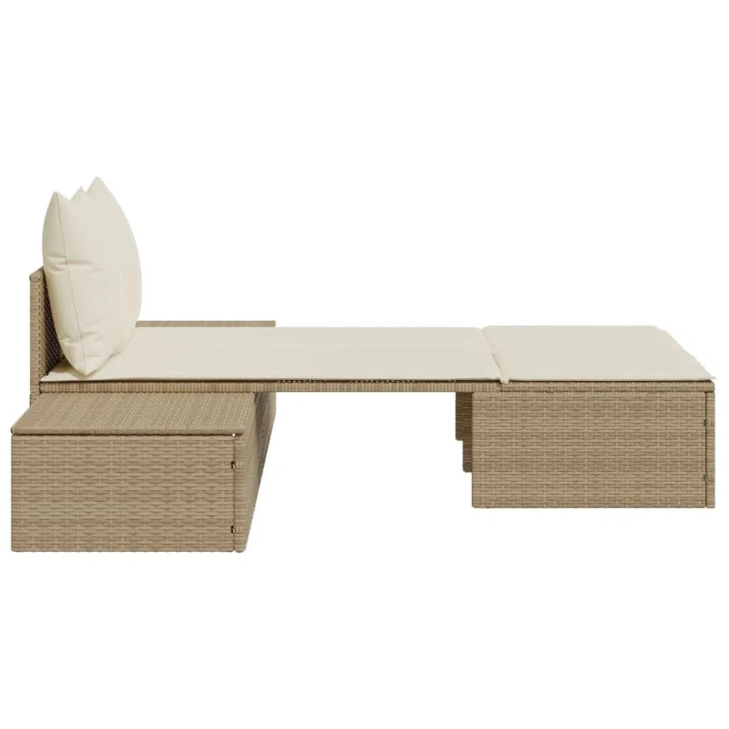 Tomostar Bain de Soleil, Chaise Longue Double Jardin Extérieur Transat pour Piscine avec Coussins Beige résine tressée