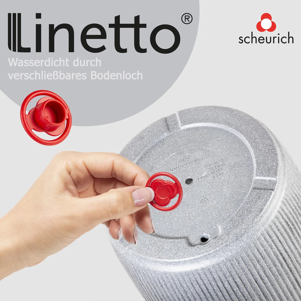 Scheurich Linetto Bowl 40 Pot de Fleurs Rond en Plastique recyclé Gris Pierre Utilisation en extérieur